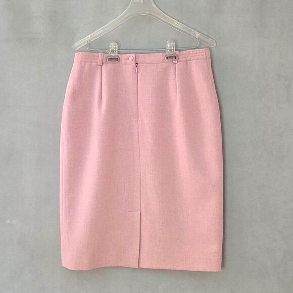 Vintage Un Jour Ailleurs Pink 100% Wool Pencil Skirt | French Designer | EU 42 - Picture 4 of 7